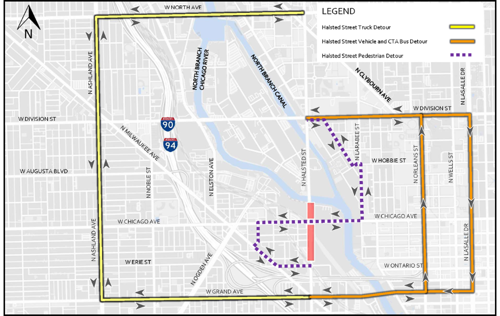 Map of detour route s
